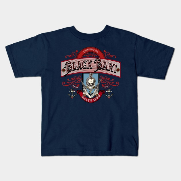 Black Bart Salty Dog Kids T-Shirt by Bootylicious